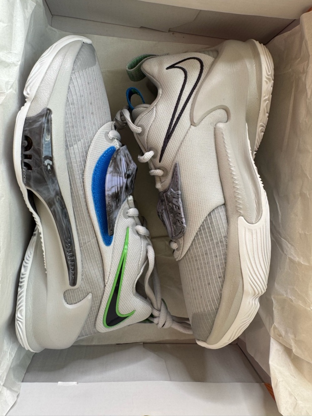 Nike Boys Gray Sneakers with Blue & Green Accents